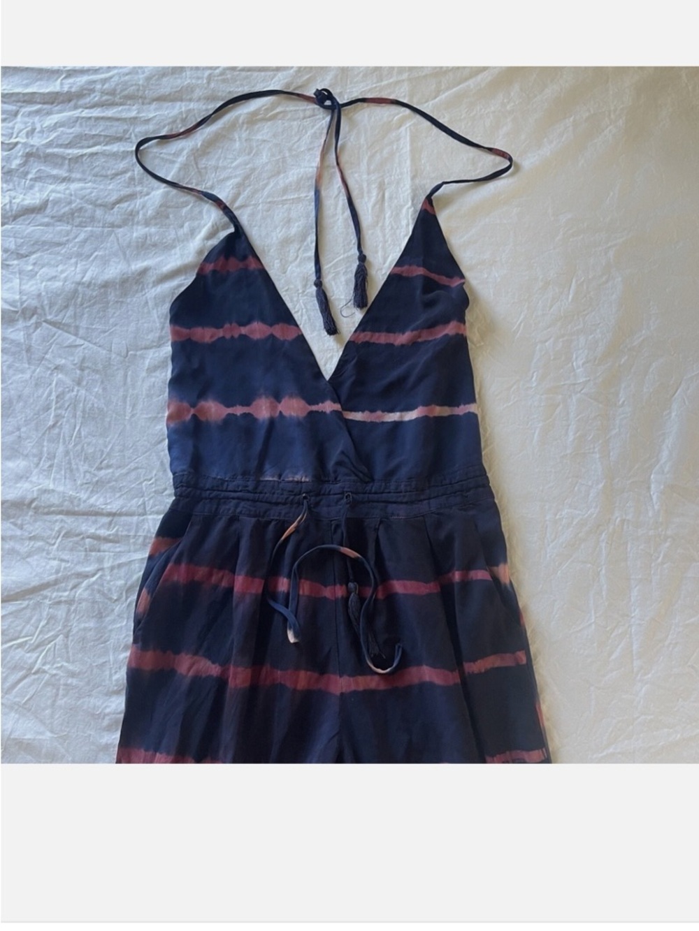 Olivaceous Navy and Pink Tie-Dye Jumpsuit